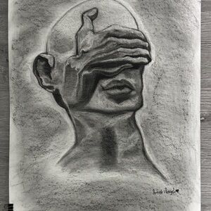Charcoal Abstract Face Art